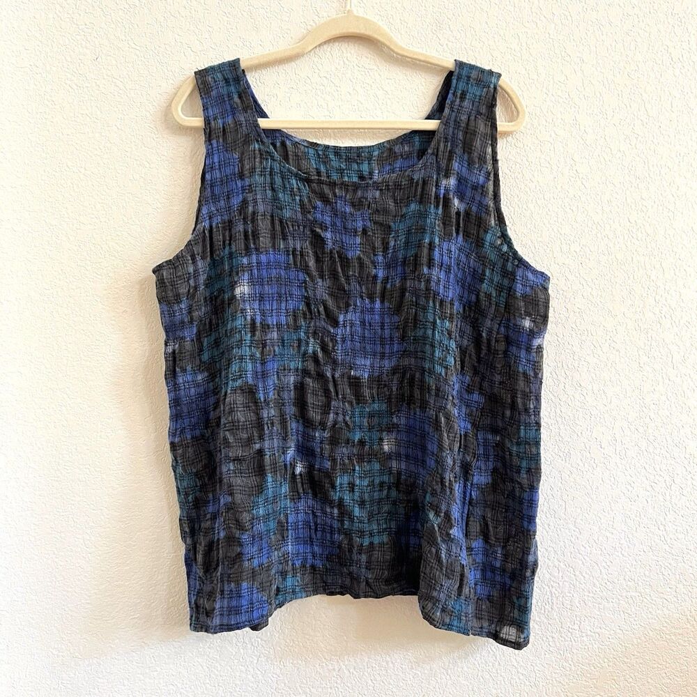 Robin Kaplan 100% Wool Oversized‎ Lagenlook Textured Tank Top Made In USA Size 3